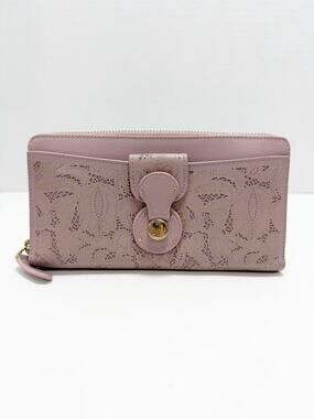 Ralph Lauren Ricky Pink Mauve Wallet Lace Paisley Lazer Cut Stitching